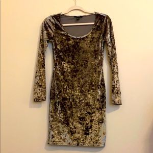 Green olive Velvet Dress